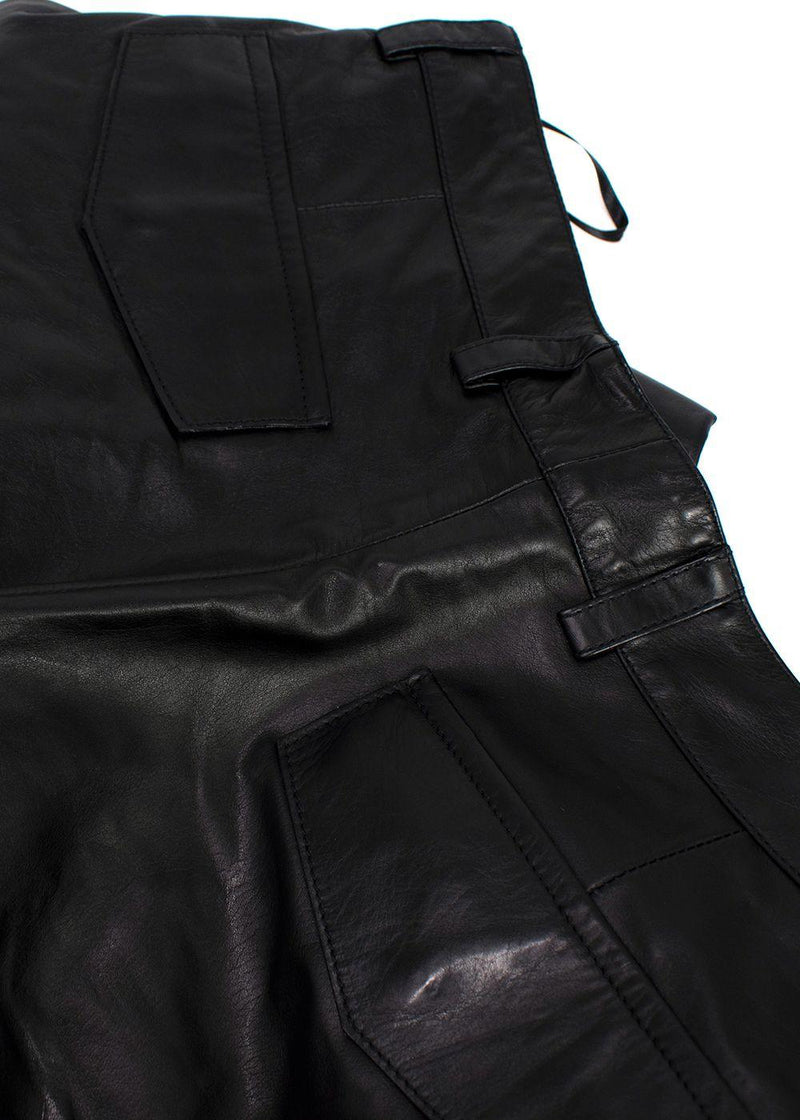 Dior Homme Black Leather Cargo Shorts