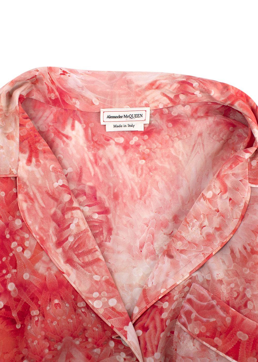 Alexander McQueen Coral Silk Pyjama Set