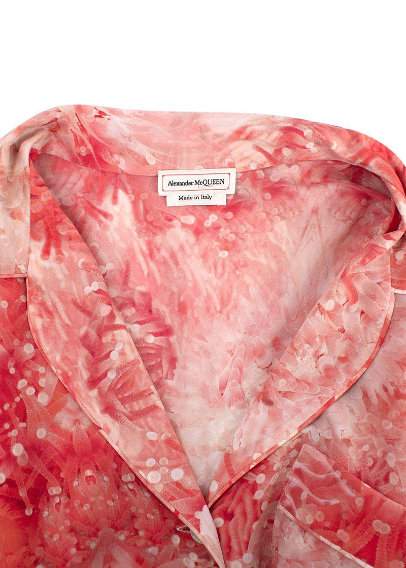 Alexander McQueen Coral Silk Pyjama Set