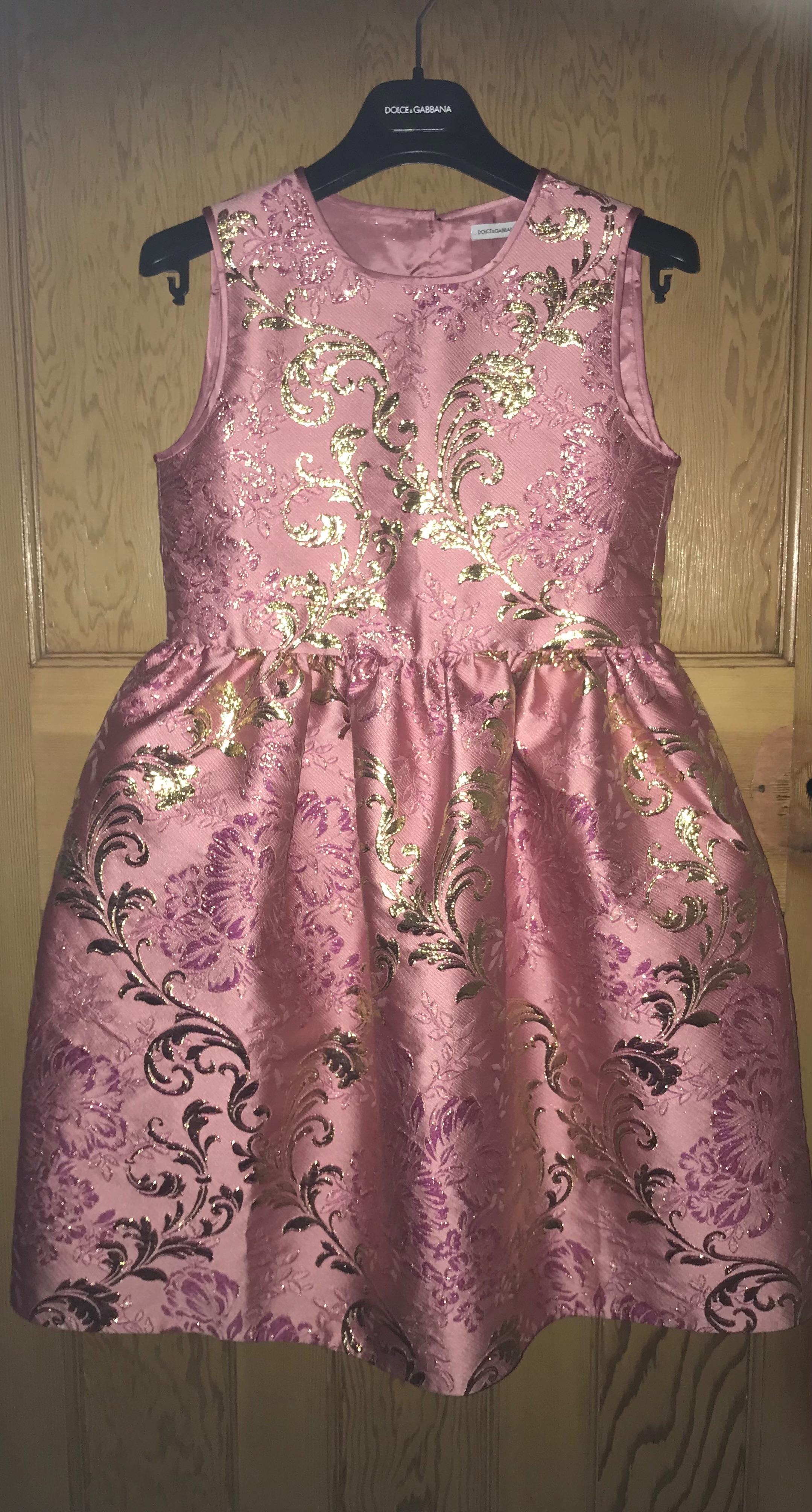 Dolce & Gabbana Kids 11/12Y Pink Brocade Dress