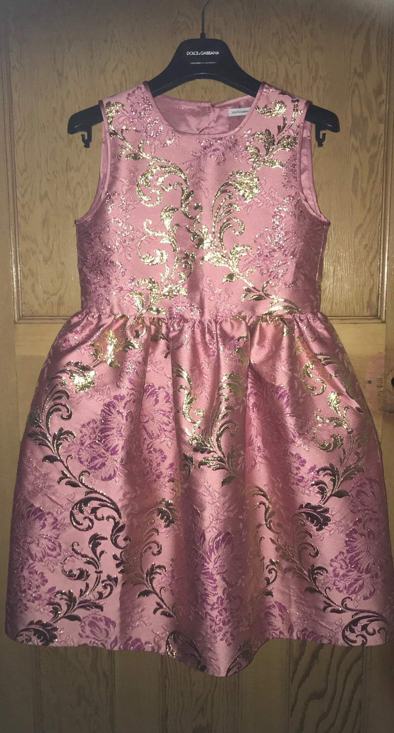 Dolce & Gabbana Kids 11/12Y Pink Brocade Dress