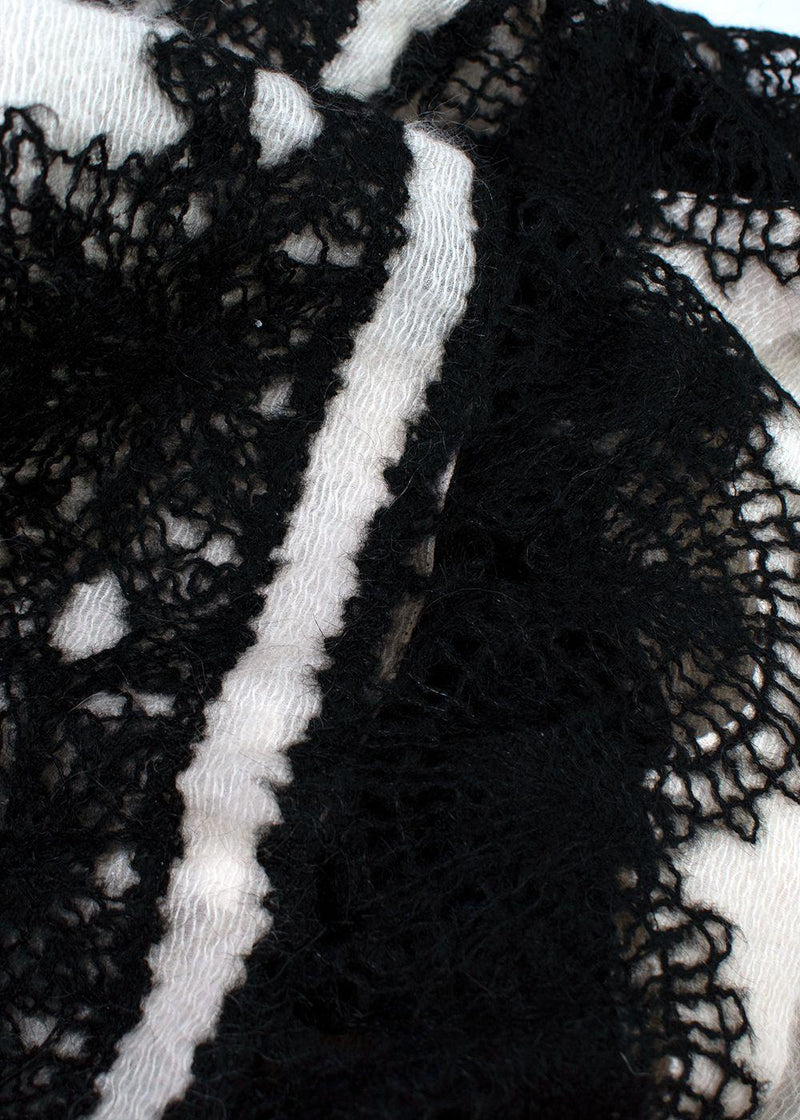 Alberta Ferretti White and Black Wool Skirt