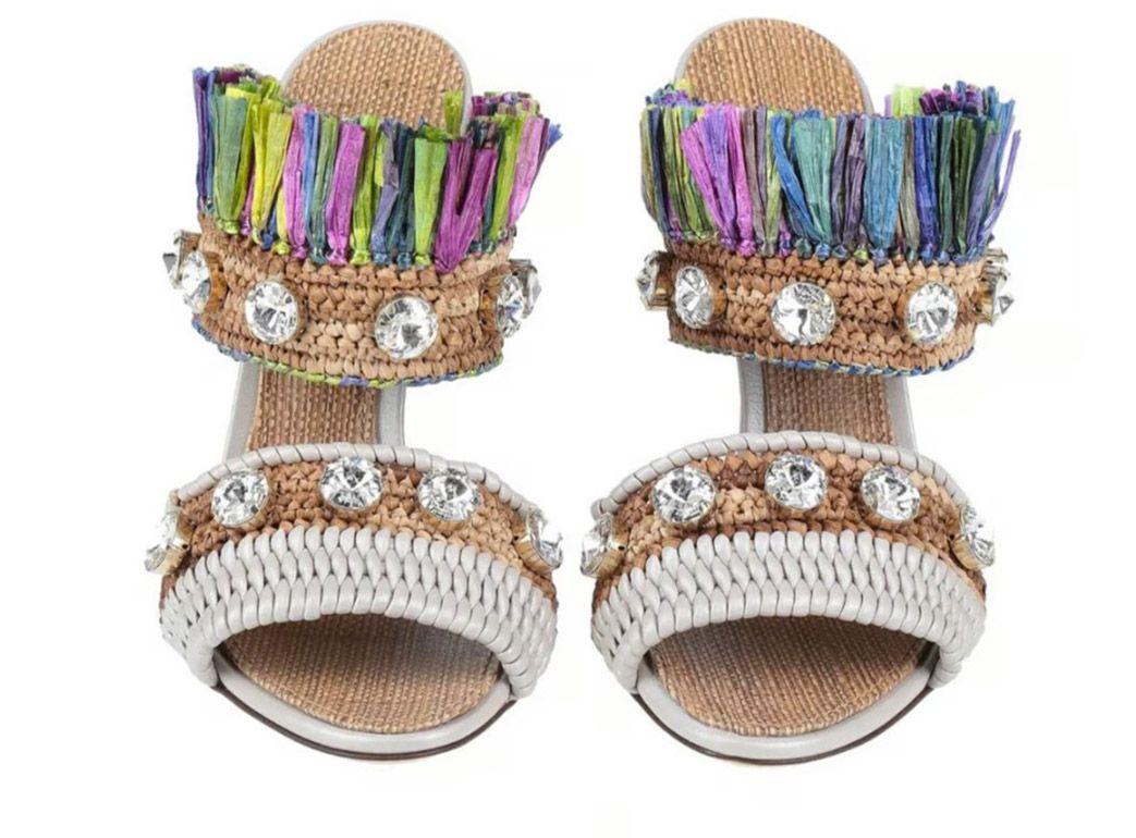 Tropical Jungle Fringed Heeled Sandals