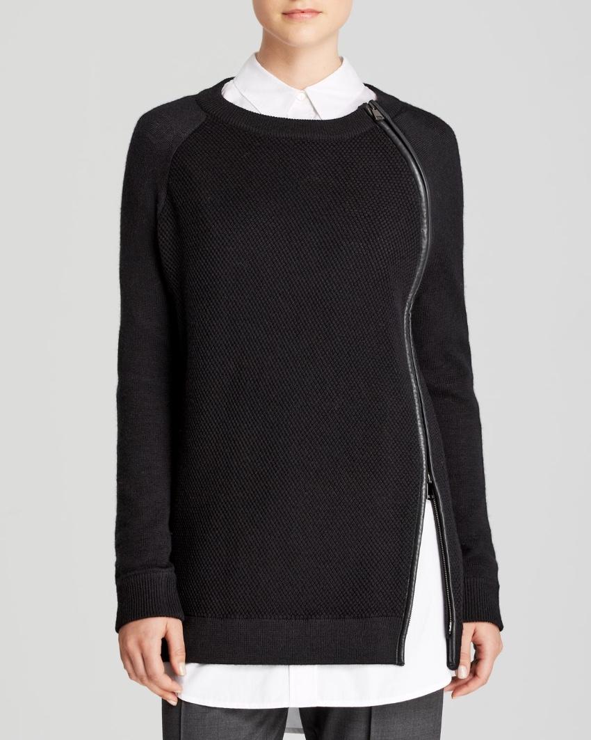 Vince Leather Trim Knit Jumper