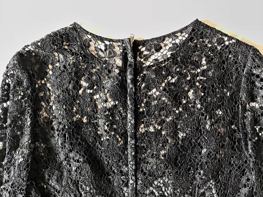Dolce & Gabbana black & white lace longsleeve dress