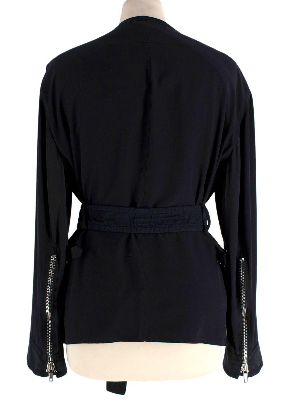 Givenchy Black  Belted  Silk Blend Utility Jacket