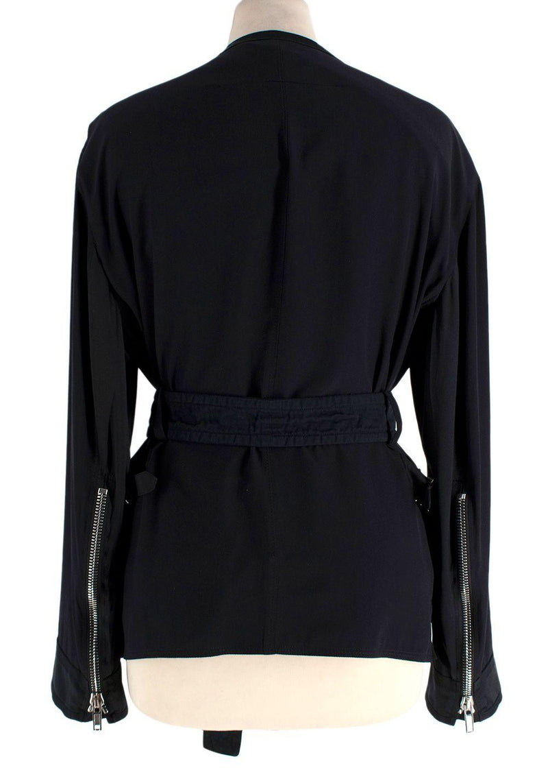 Givenchy Black  Belted  Silk Blend Utility Jacket