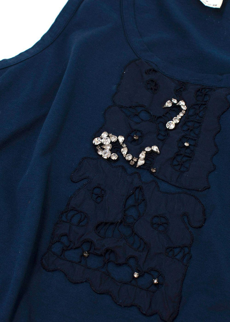 Chloe Navy Crystal Embellished Tank Top