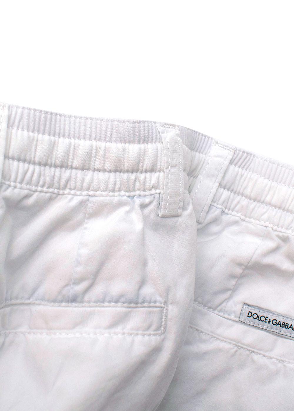 Kids White cotton cargo trousers