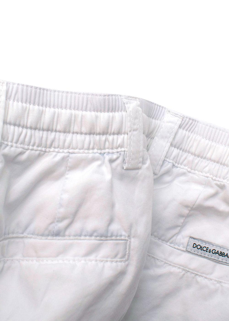Kids White cotton cargo trousers