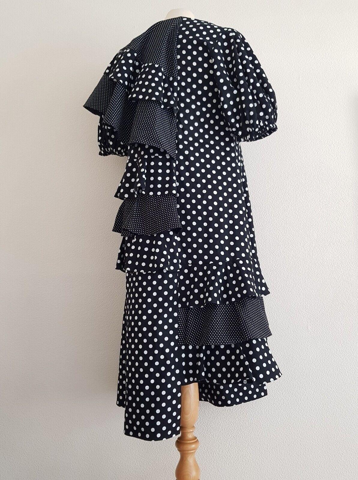 Paskal Black and White Polka Dot Ruffled Dress