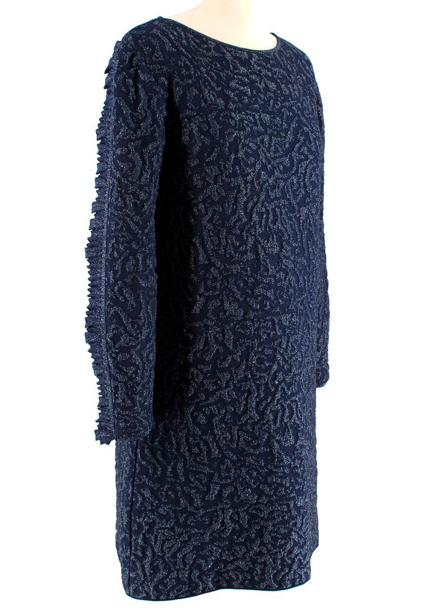 Antonino Valenti Navy with Metallic Thread Ruffled Dress