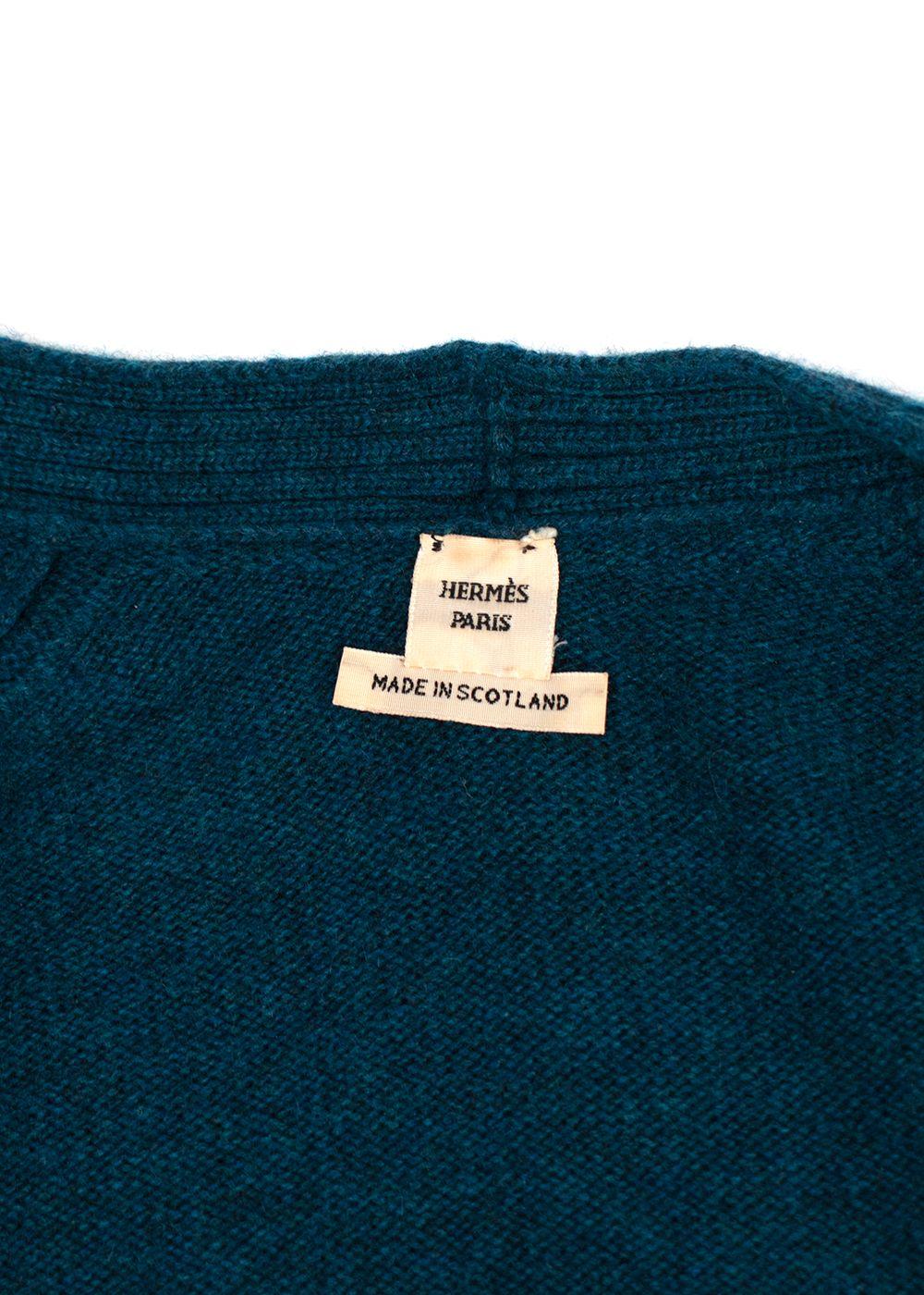 Hermes Teal Cashmere Longline Cardigan
