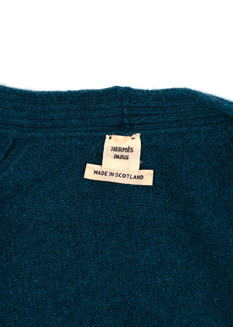 Hermes Teal Cashmere Longline Cardigan