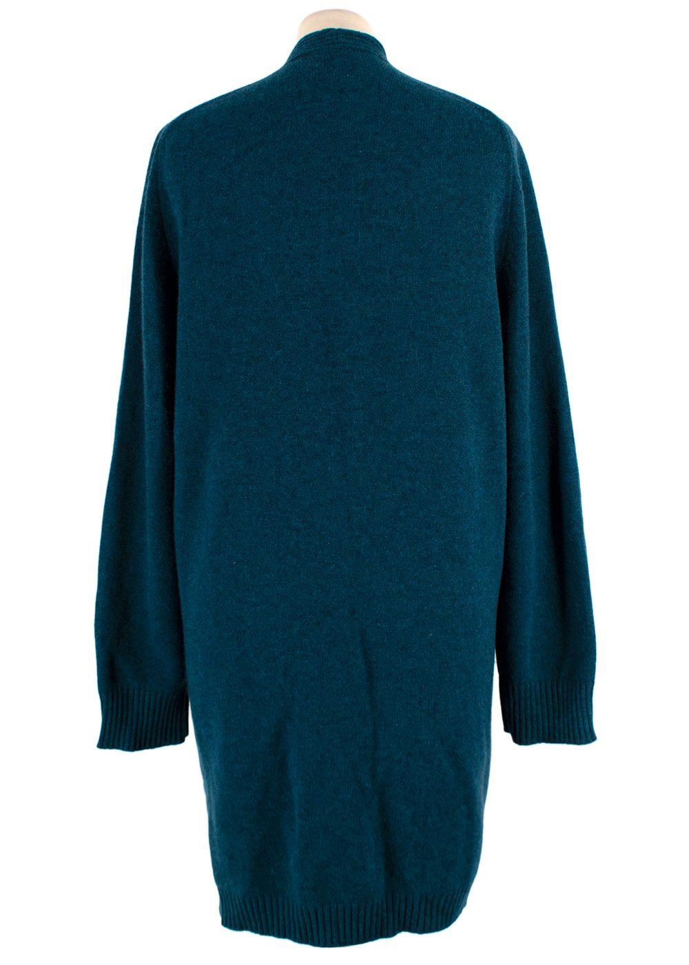 Hermes Teal Cashmere Longline Cardigan