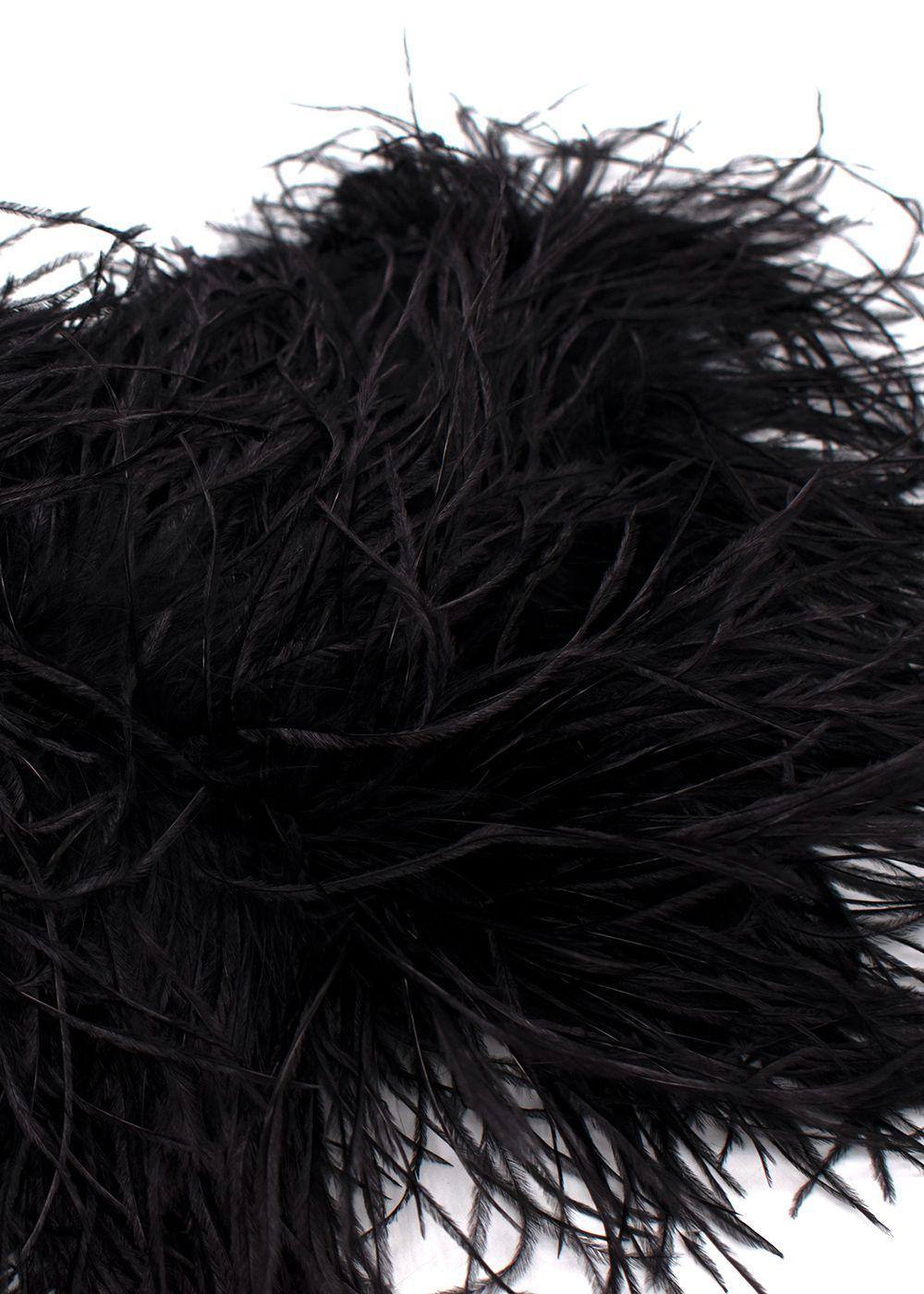 Taller Marmo Black Sequin Gown with Feather Trim