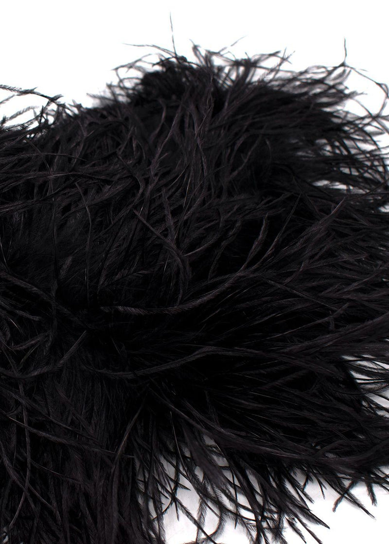 Taller Marmo Black Sequin Gown with Feather Trim