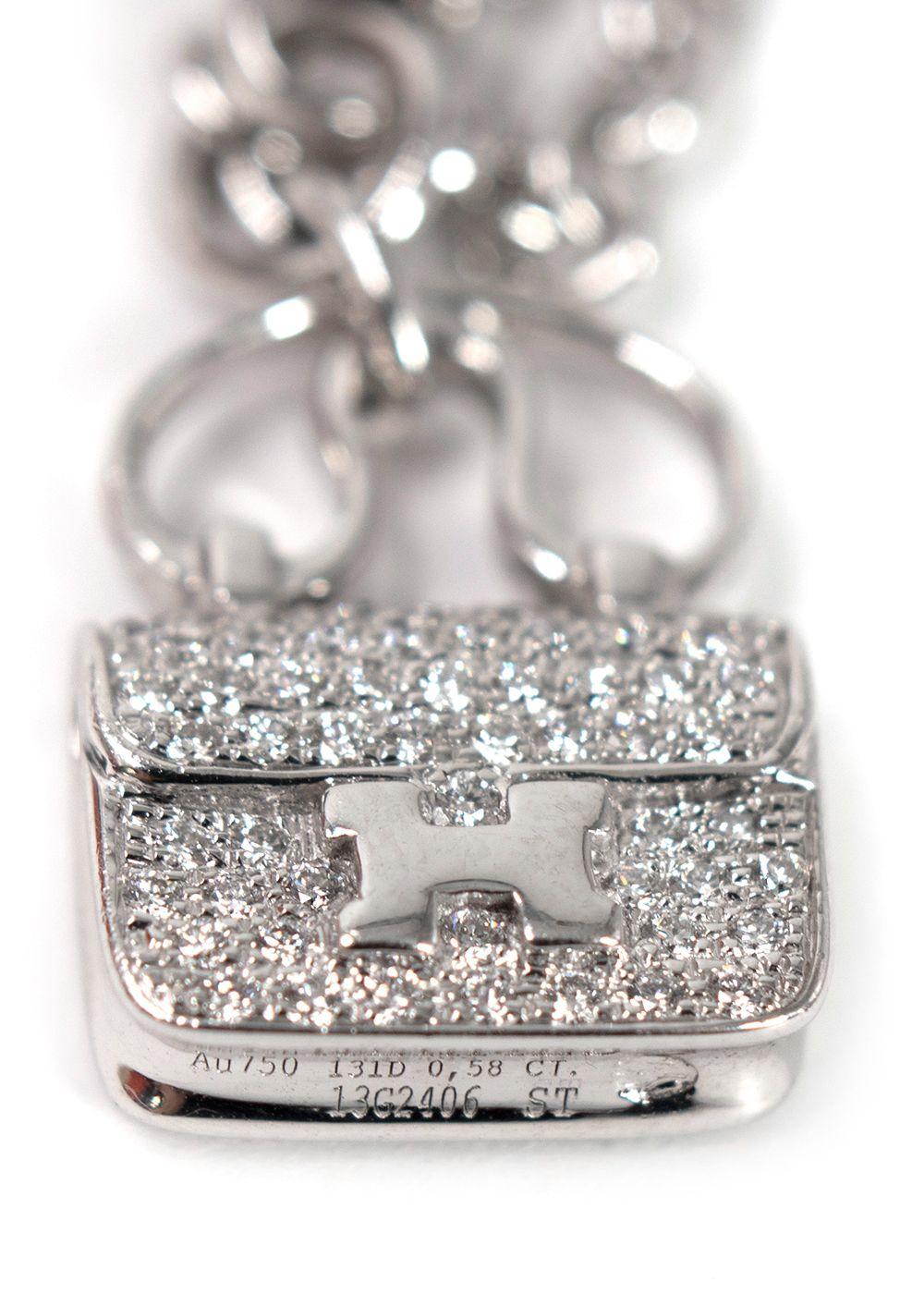 Hermes White Gold and Diamond Constance Bracelet