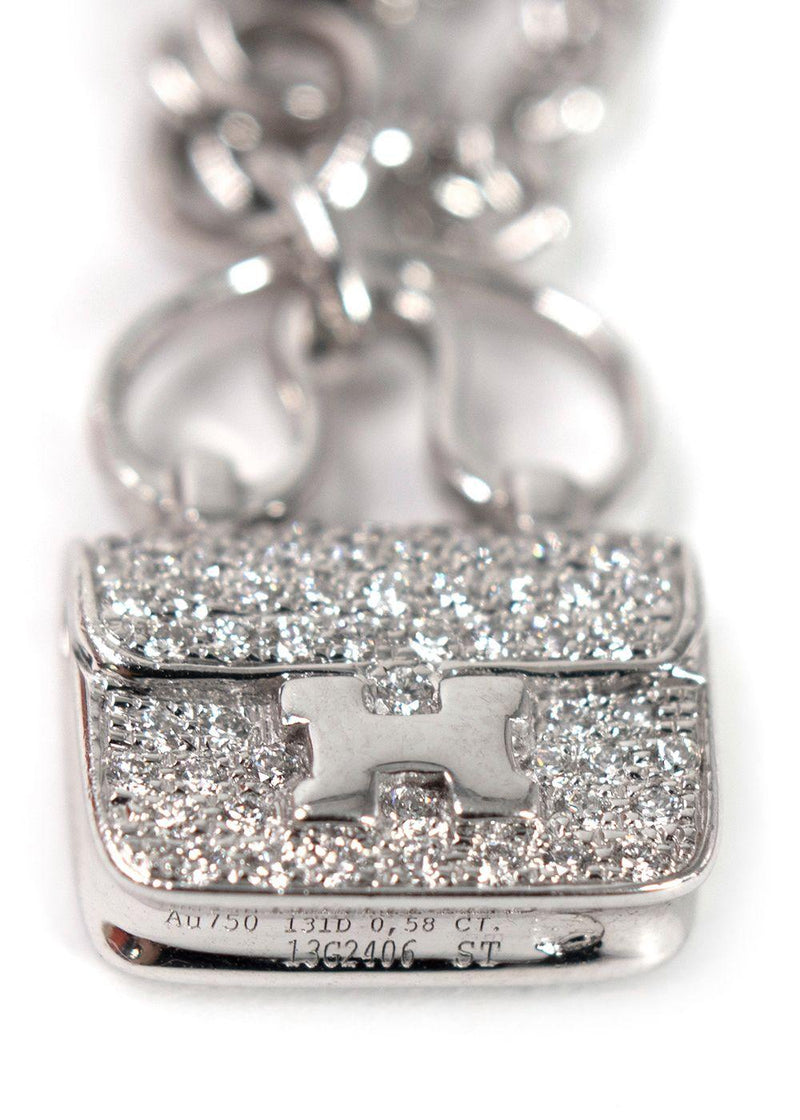 Hermes White Gold and Diamond Constance Bracelet