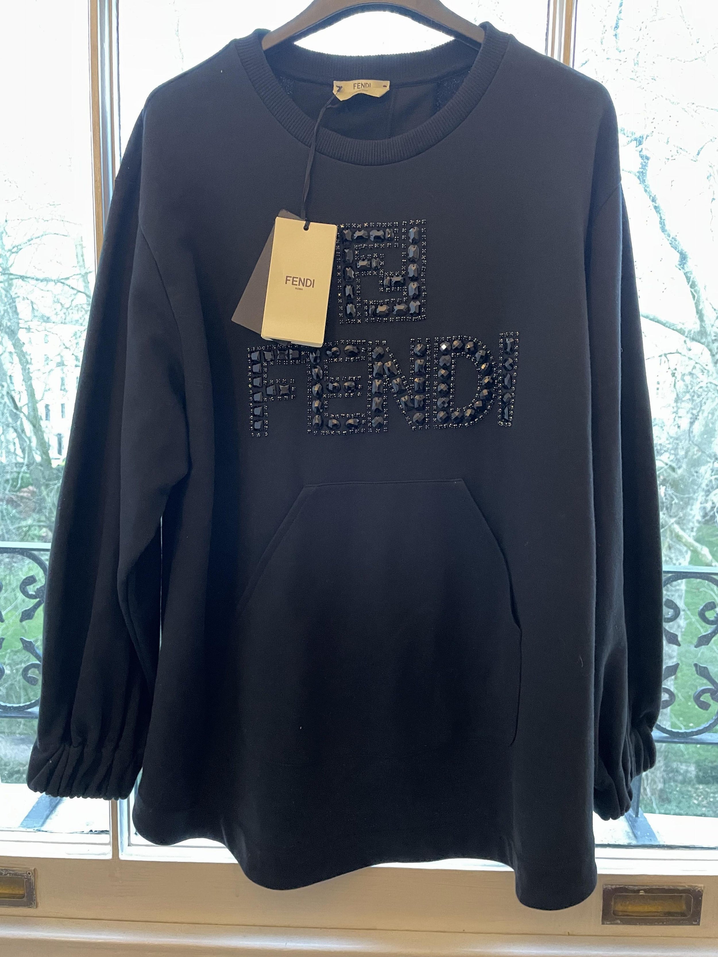Fendi Open Back Crystal Logo Jumper