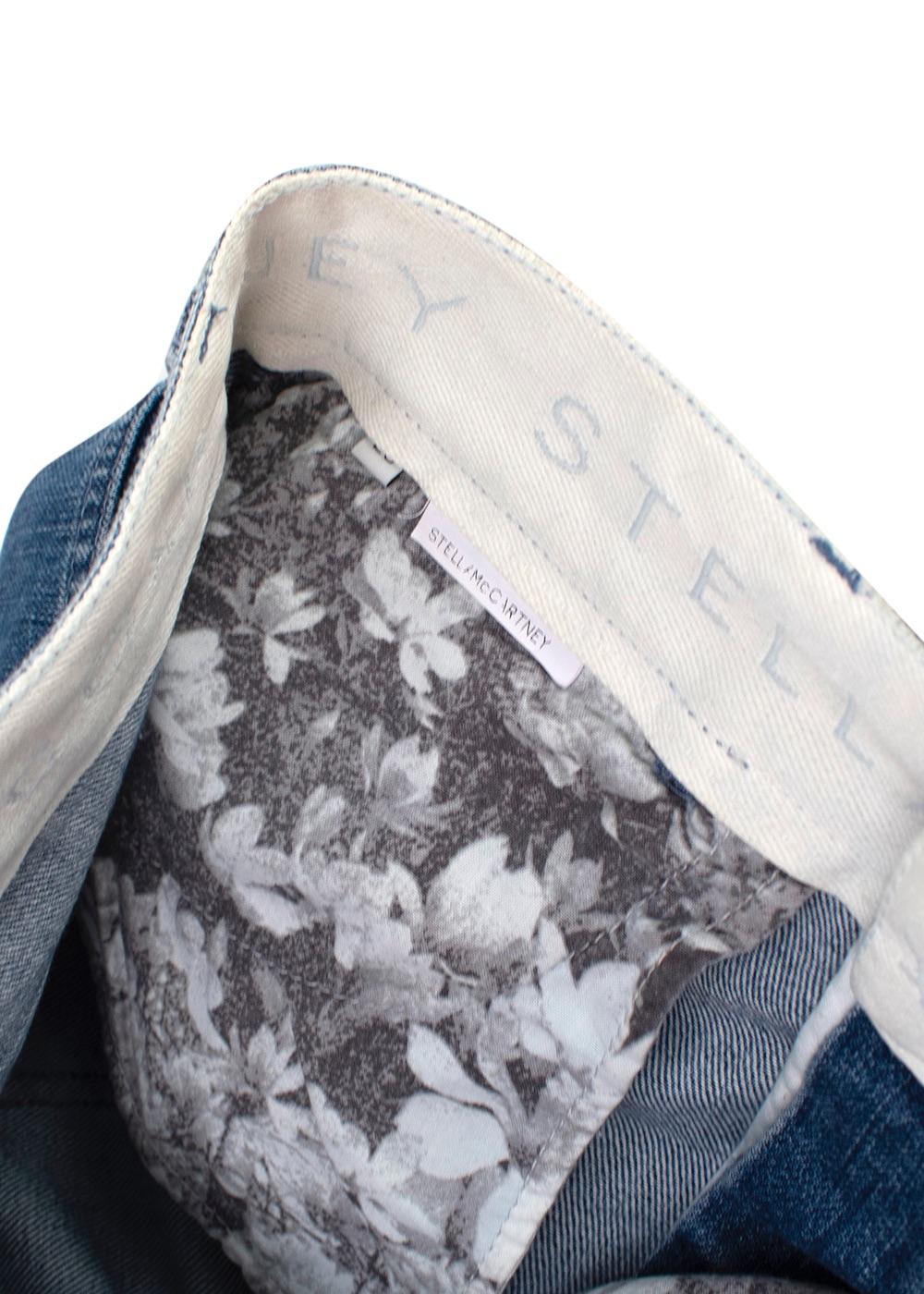 Stella McCartney Blue Fringed Detail Straight Leg jeans