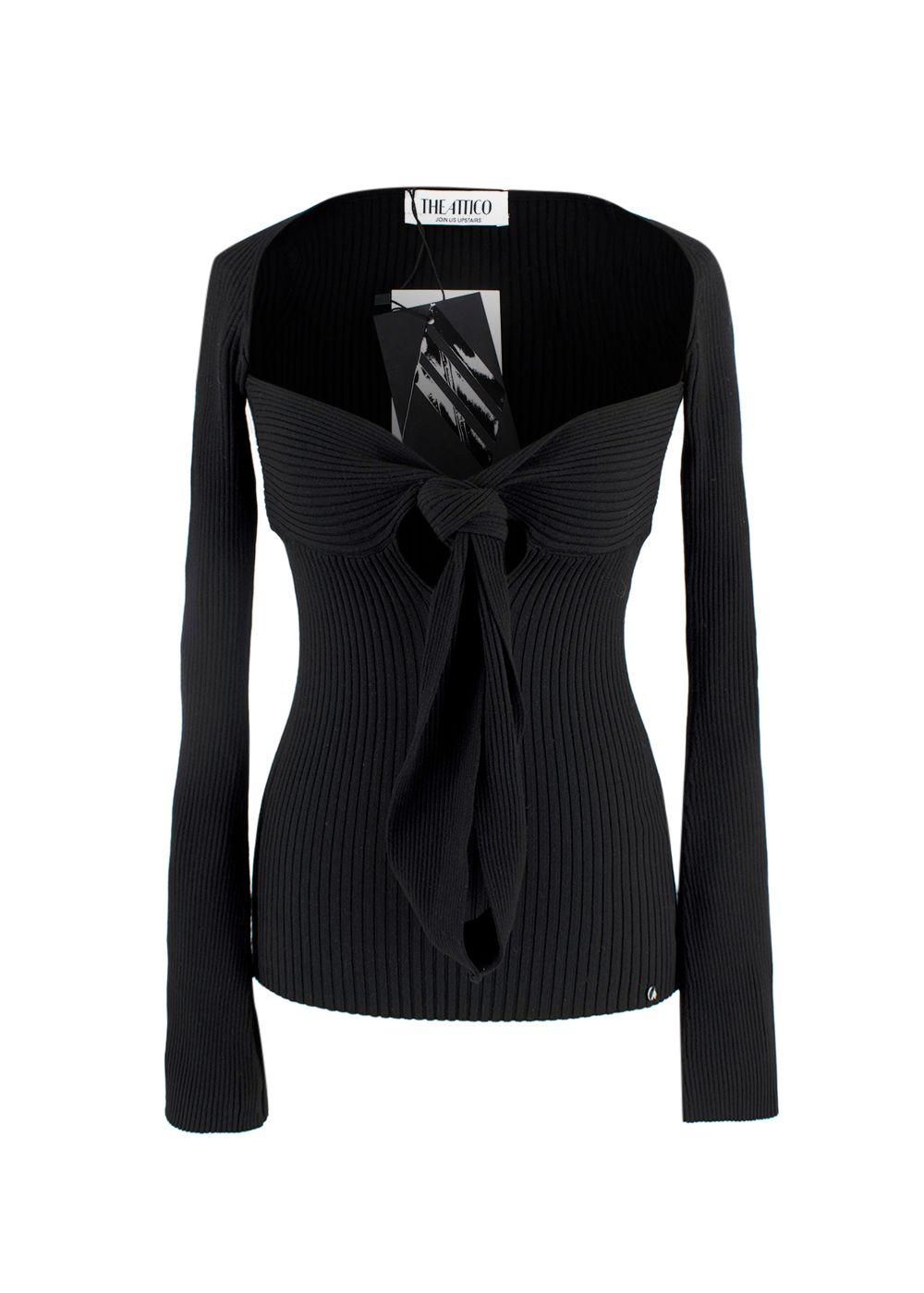The Attico Black Ribbed Knit Halterneck Sweater
