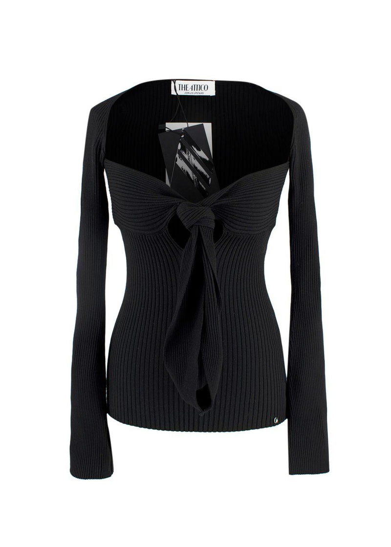 The Attico Black Ribbed Knit Halterneck Sweater