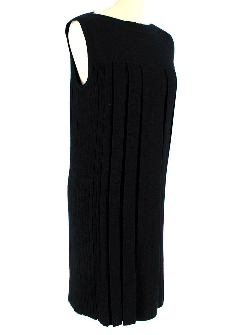 Hermes Black Cashmere Knit Pleated Dress
