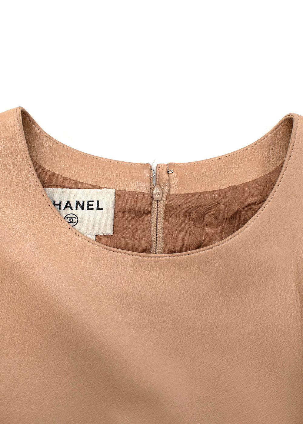 Nude Leather Sleeveless Shift Dress