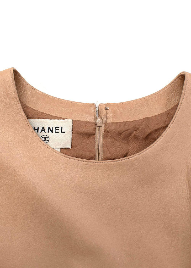 Nude Leather Sleeveless Shift Dress