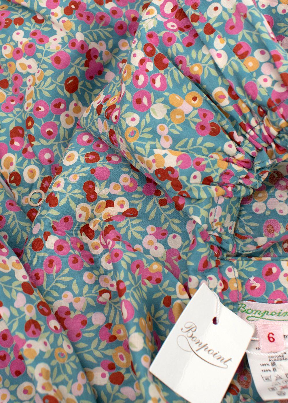 Bonpoint Baby 6m Blue Floral Overalls