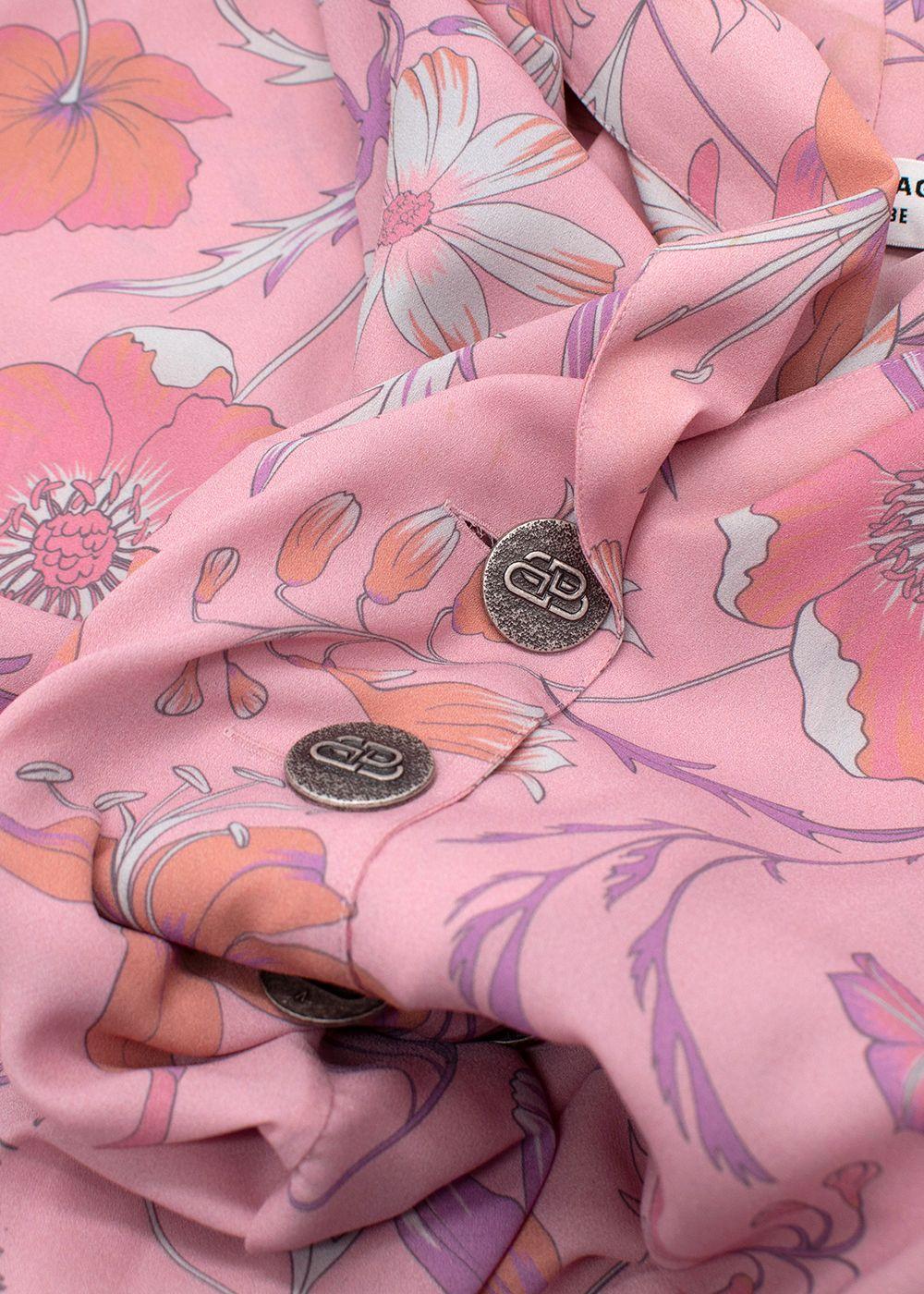 Balenciaga Pink Floral Oversized Blouse