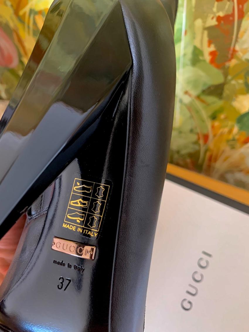 Gucci Black Strappy Cone Heel Booties