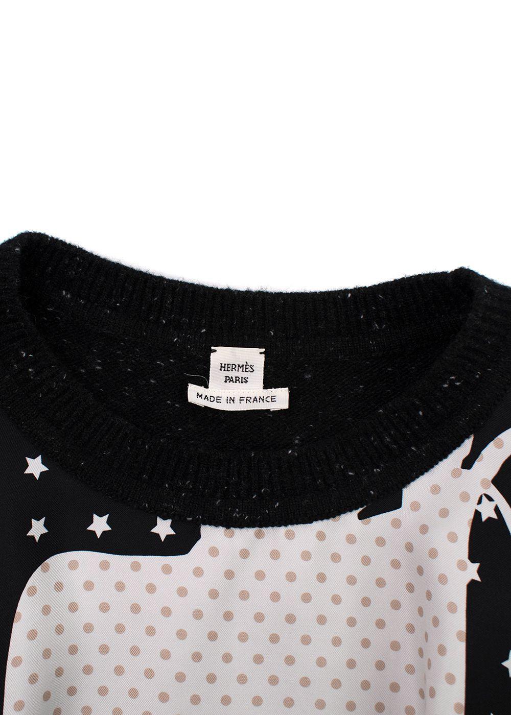 Hermes Black "Brides de Gala" Twillaine Short Sleeve Jumper