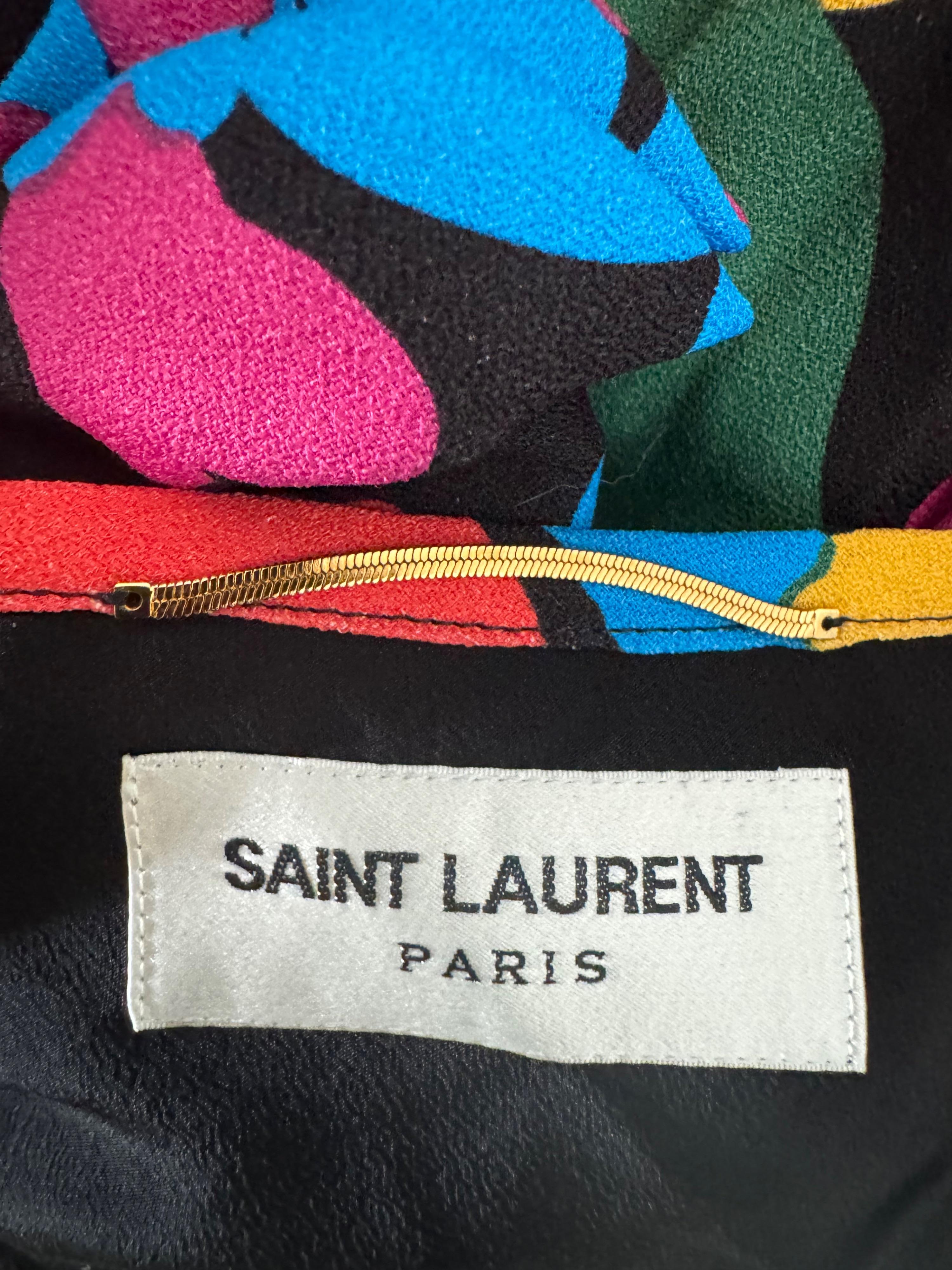 Saint Laurent Floral One Shoulder Mini Dress