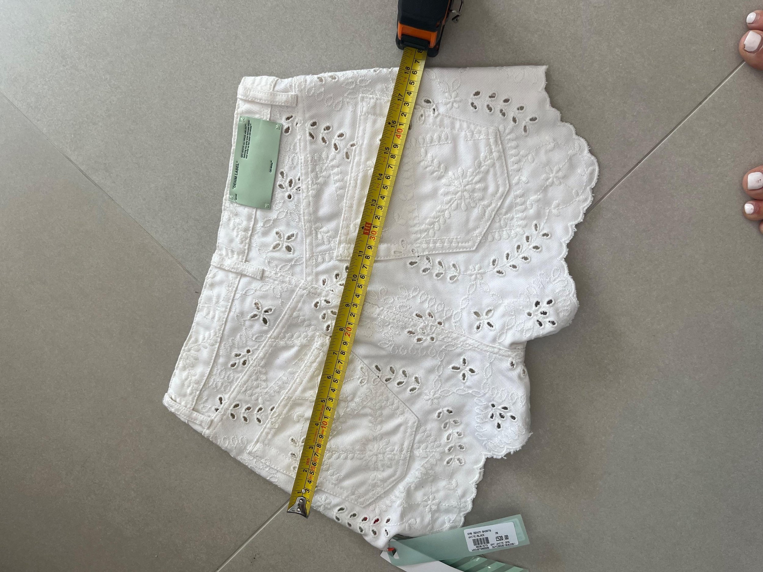 Off-White Broderie Anglaise Denim Shorts