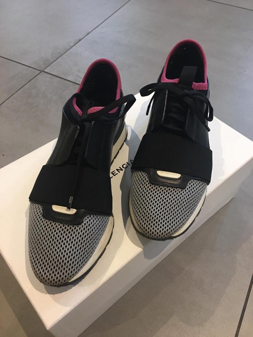 Balenciaga Black/Silver Race Runner Sneakers