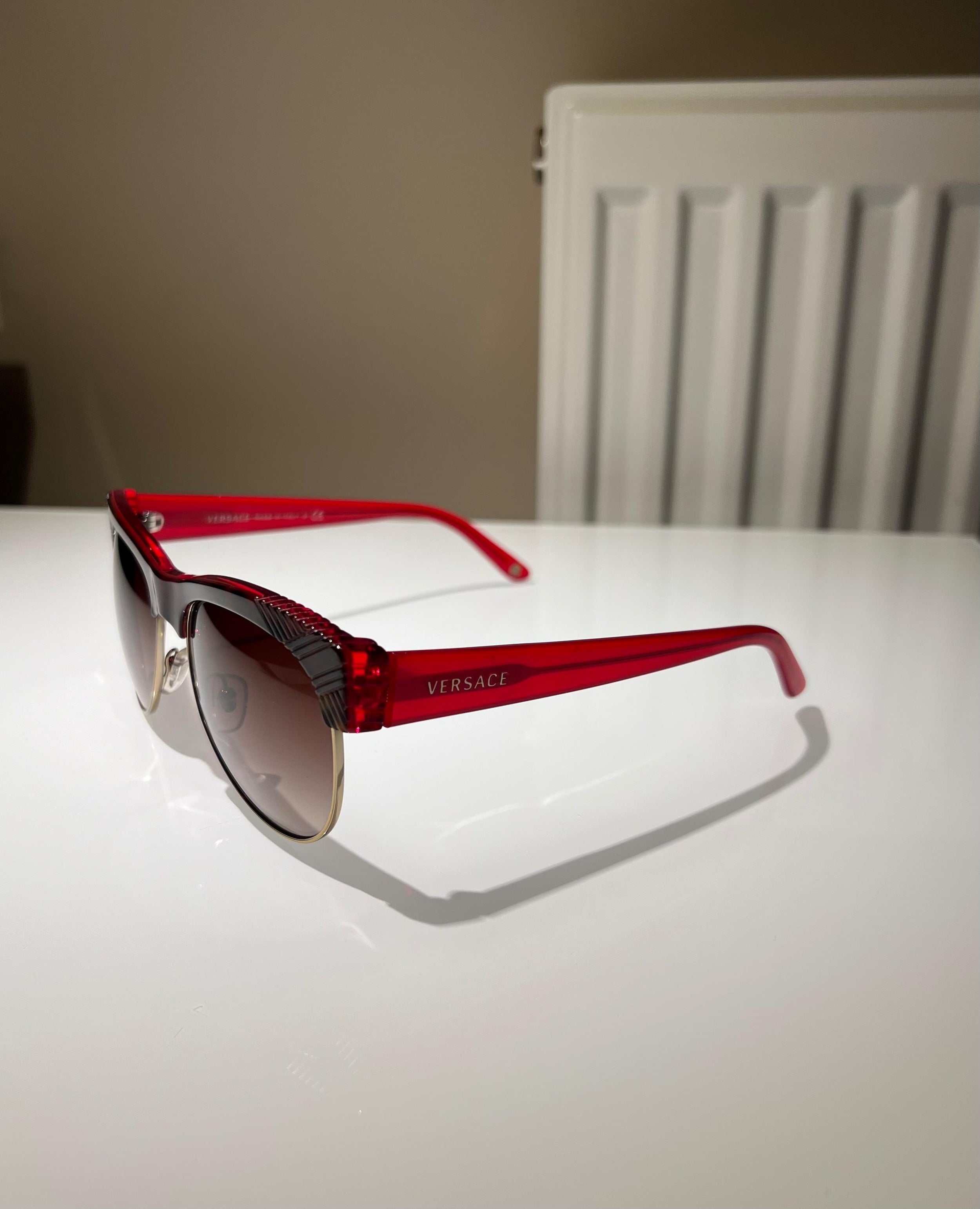 Versace Red Half Rim Sunglasses