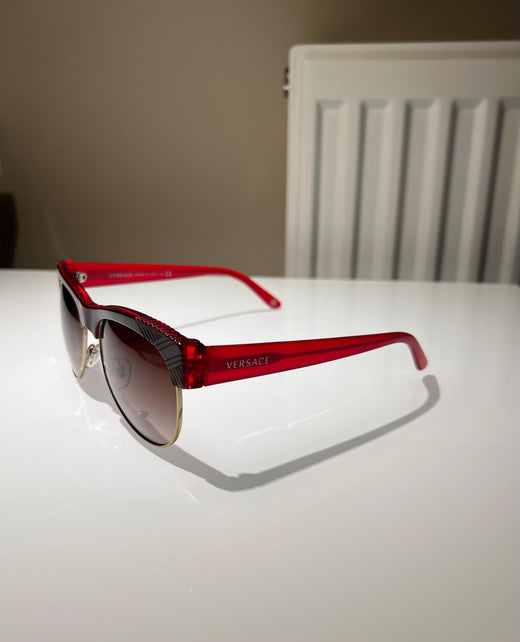 Versace Red Half Rim Sunglasses