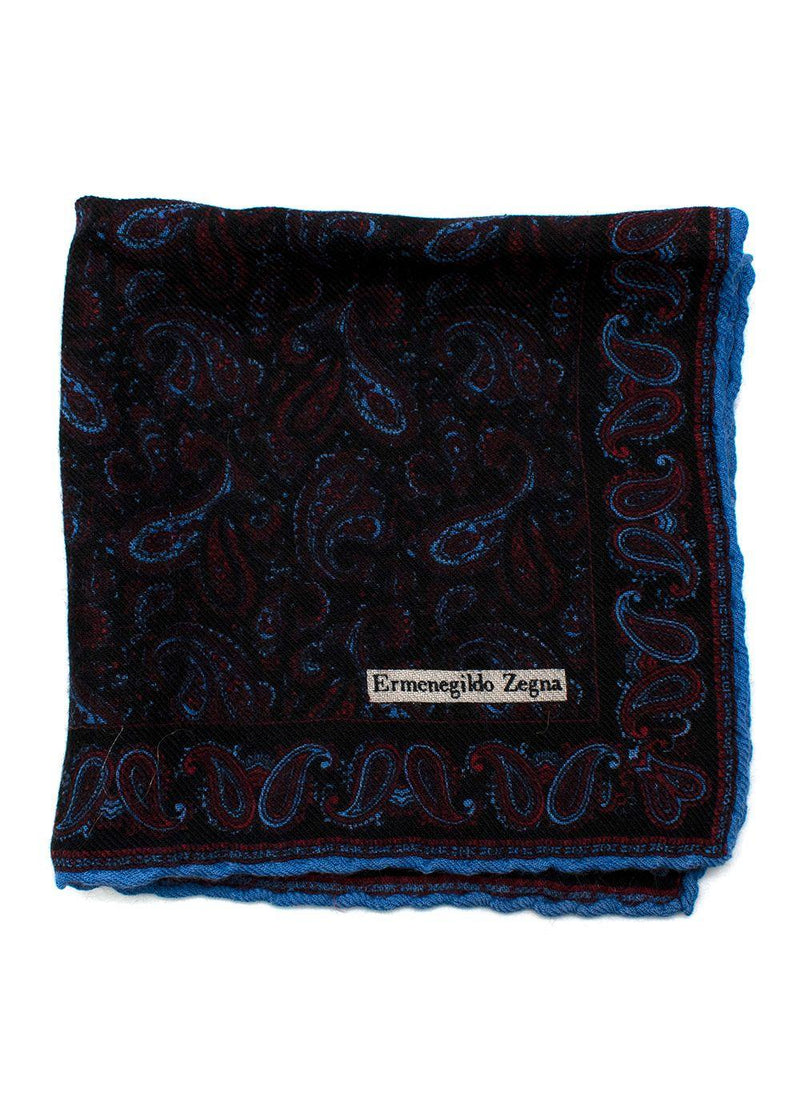 Navy Paisley Pocket Square