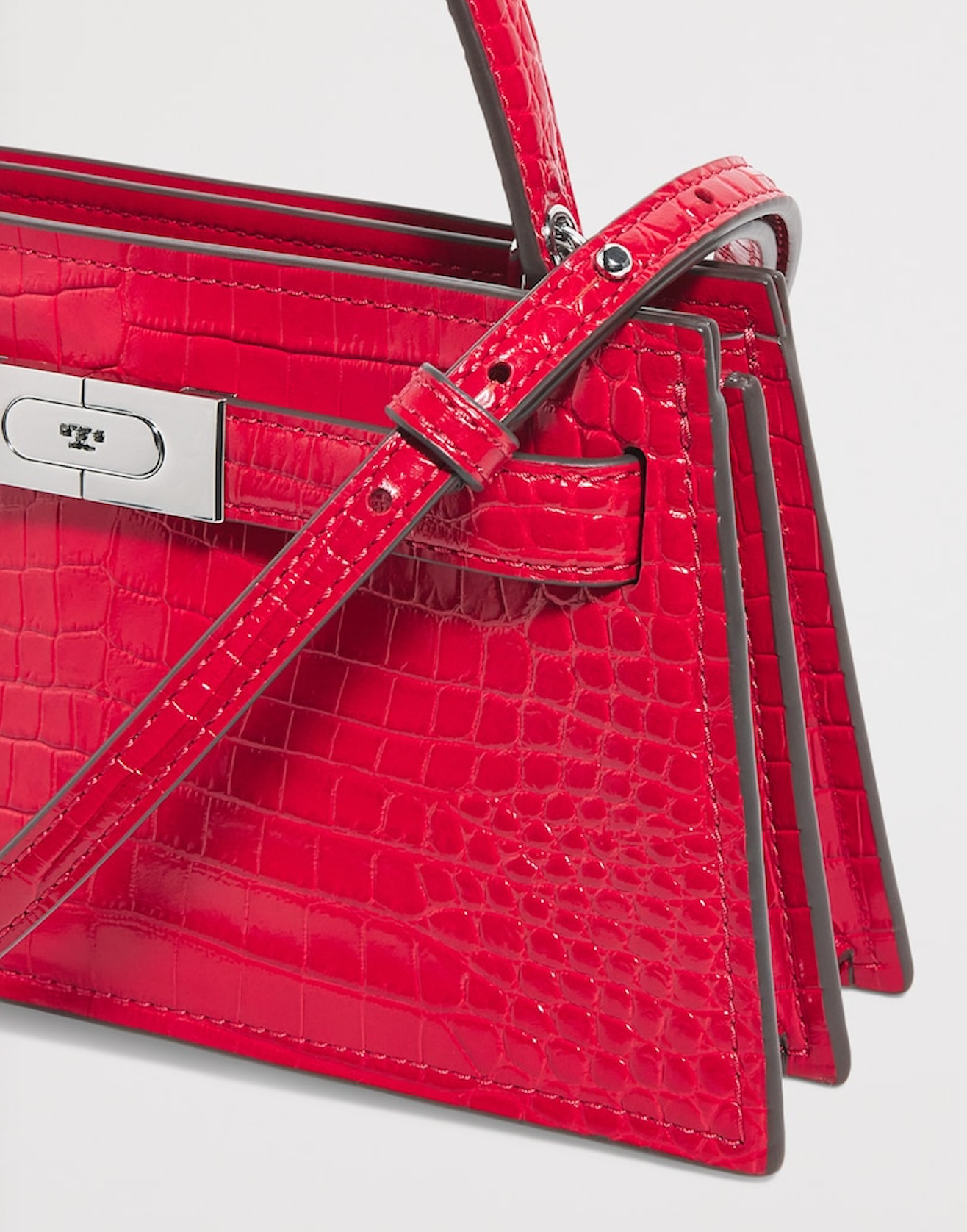 Tory Burch Mini Croc Leather Lee Radziwill Top-Handle Bag