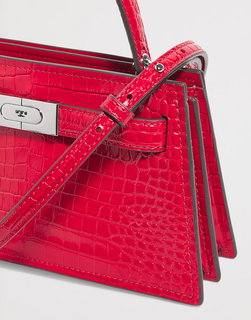 Tory Burch Mini Croc Leather Lee Radziwill Top-Handle Bag