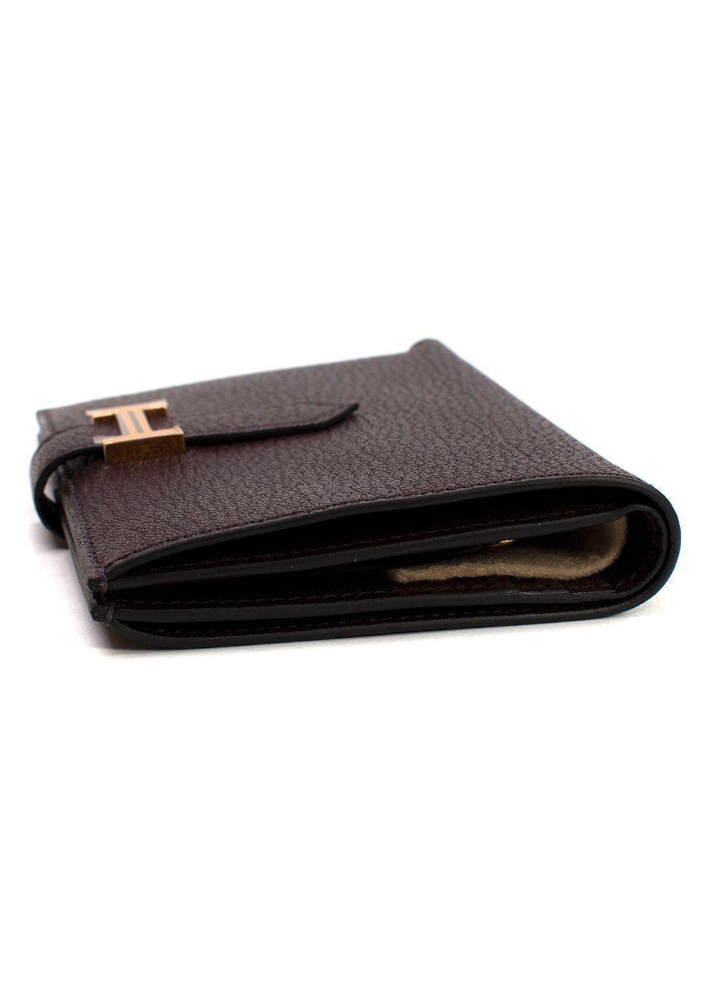 Hermes Rouge Sellier Chevre Mysore Compact Bearn Wallet