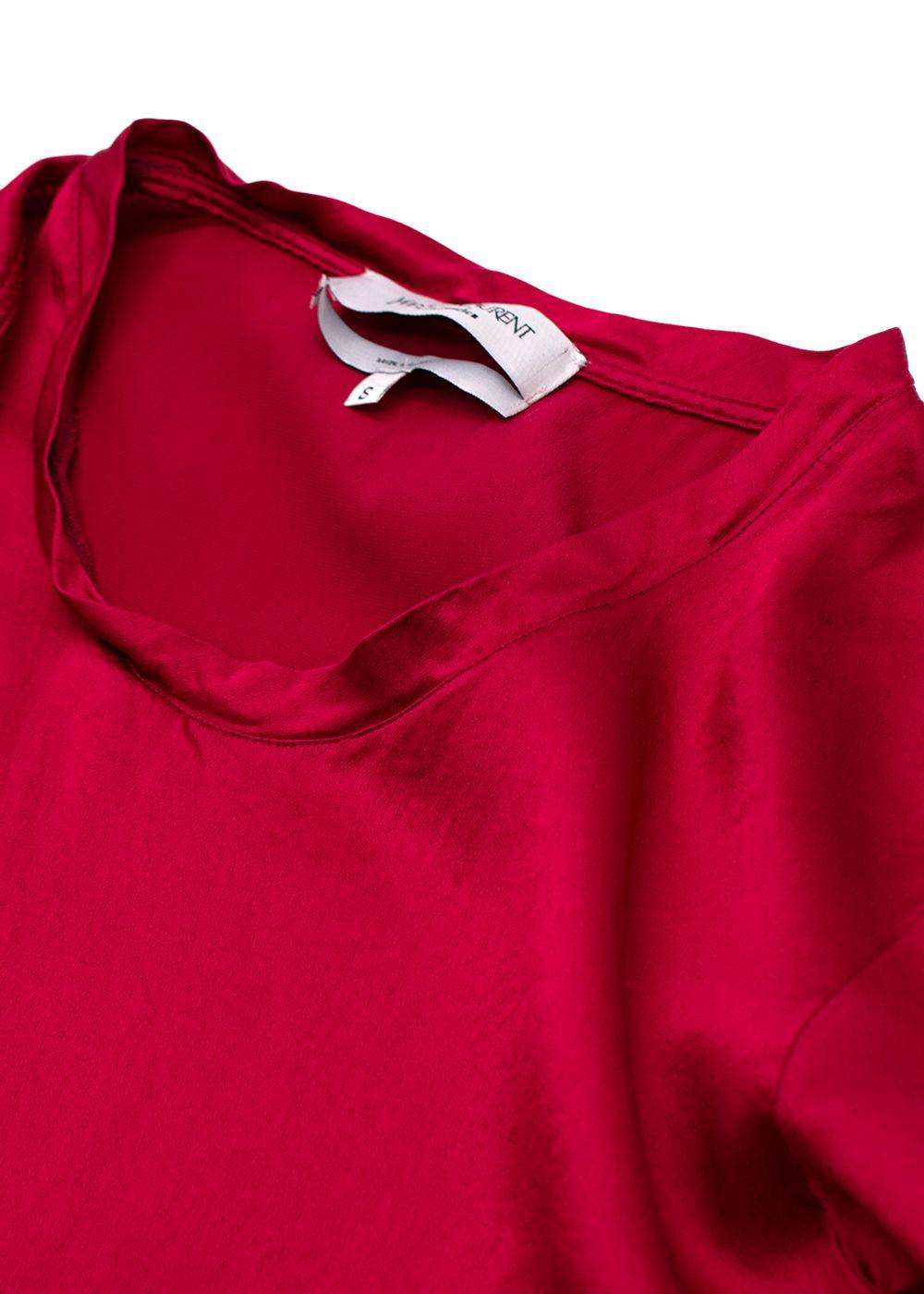 Yves Saint Laurent Ruby Red Silk T-Shirt