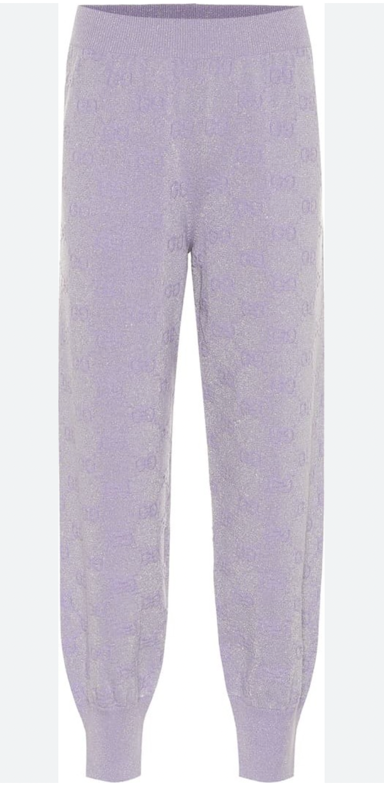 Gucci Lilac Metallic Cuffed Monogram Sweatpants