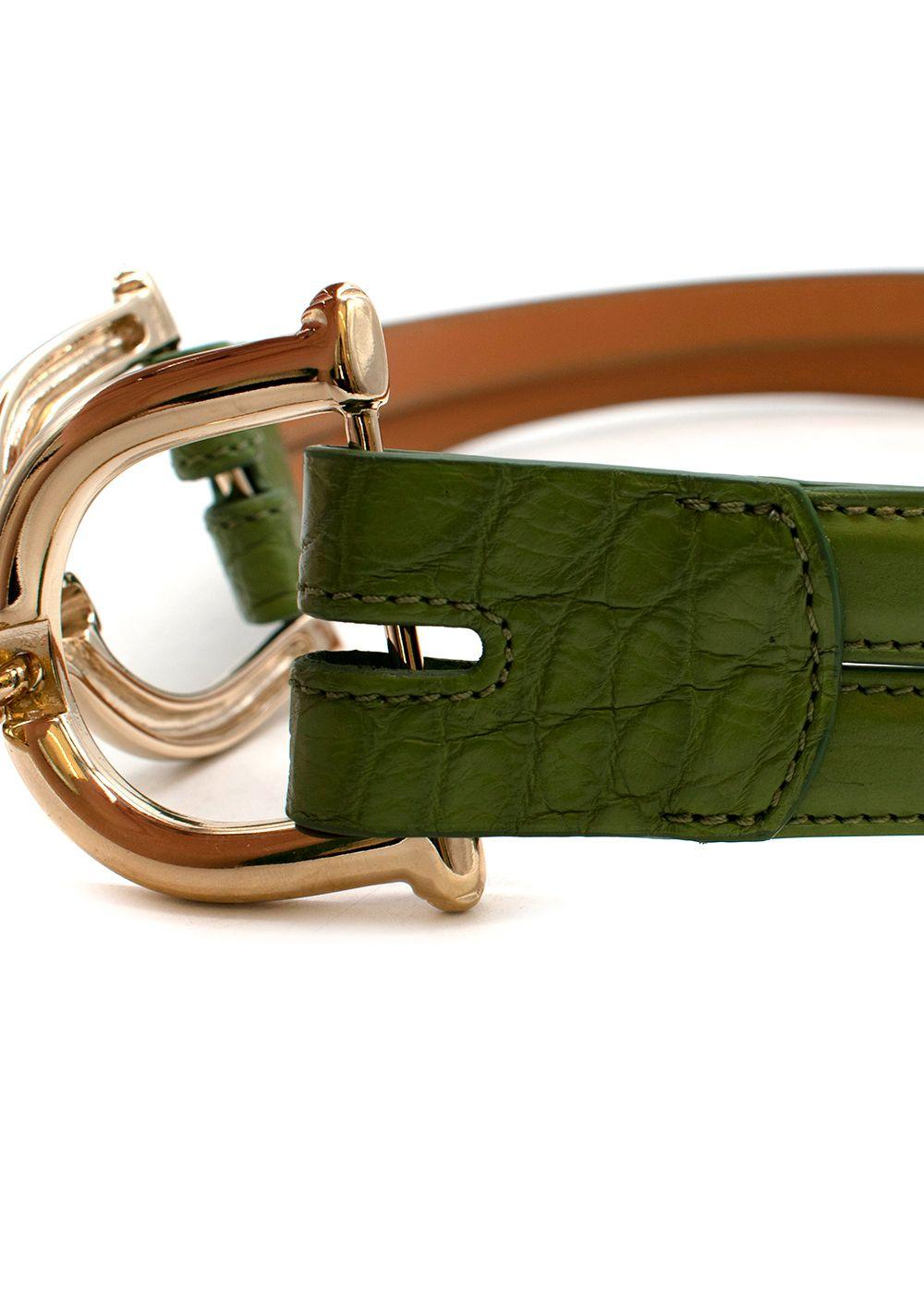 Green Crocodile Waist Belt - Size 75