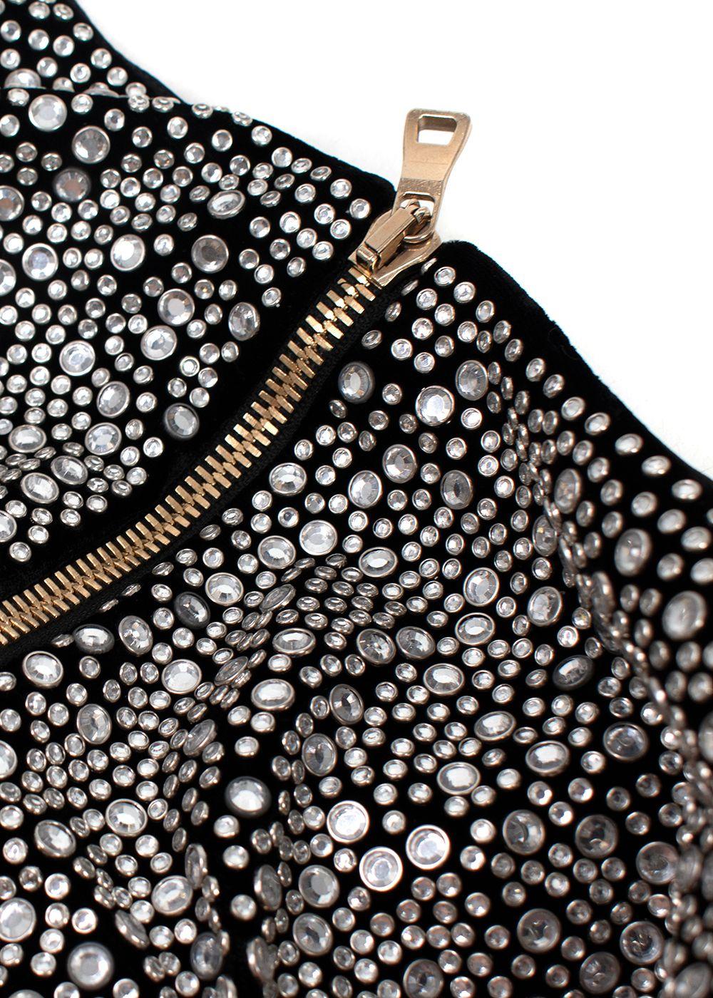 Balmain Black Velvet Embellished Dress