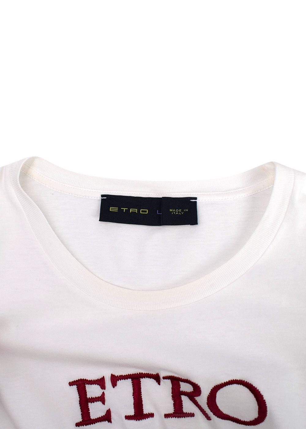 Etro White Cotton Vino da Tavola T-Shirt