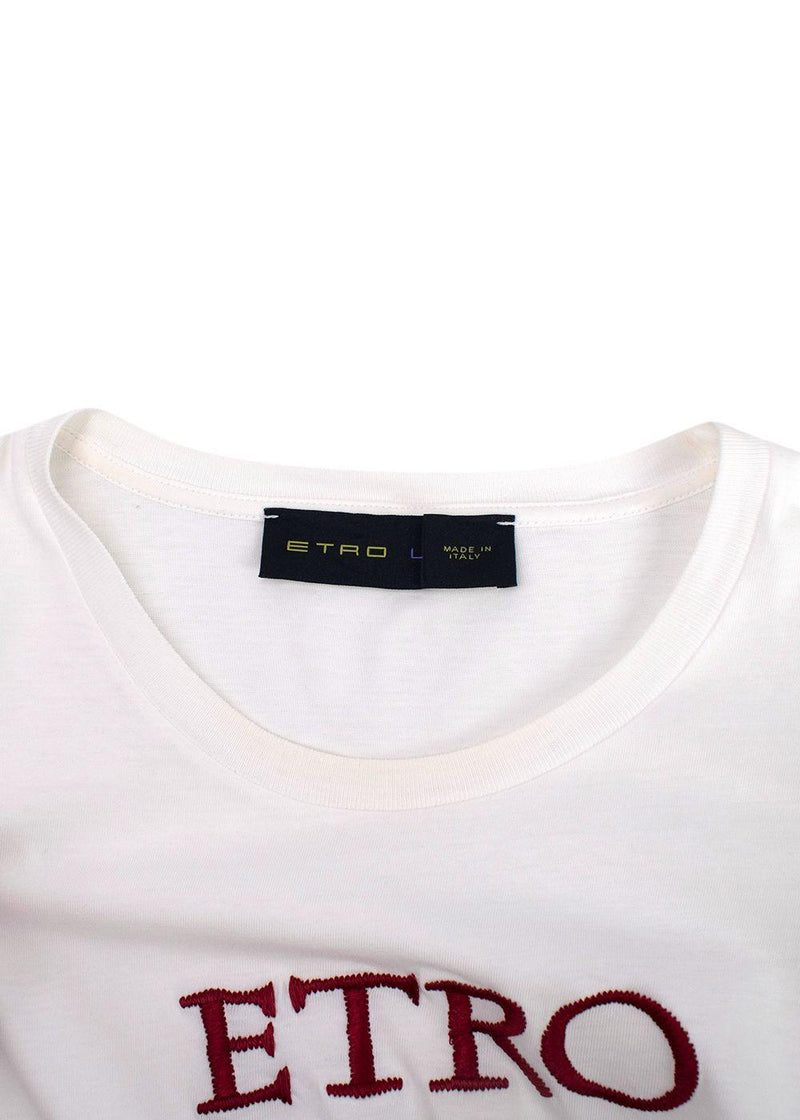 Etro White Cotton Vino da Tavola T-Shirt