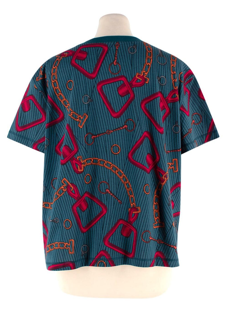 Hermes Teal Chain Print T-Shirt